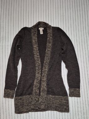 🌼4/$10 - Cozy Open-Front Brown Cardigan with Heather Trim